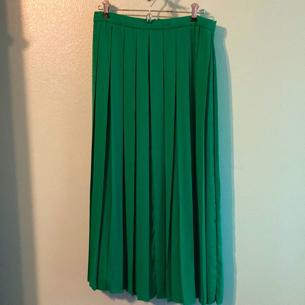 J Crew Emerald Green Pleated Skirt